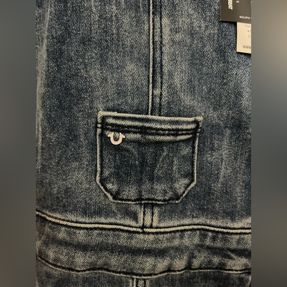 True Religion zip up Blue denim/jean Sheath Midi Dress XL - Picture 6 of 11